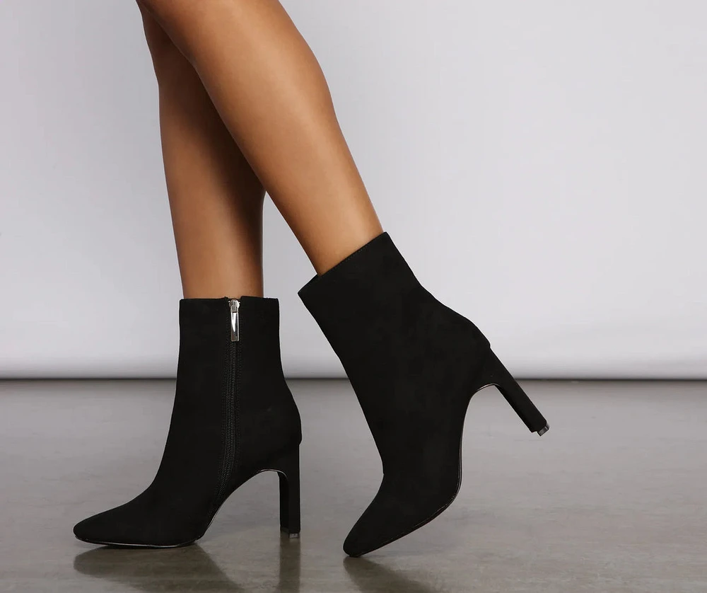 Slay Basics Faux Suede Block Heel Booties