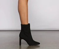 Slay Basics Faux Suede Block Heel Booties