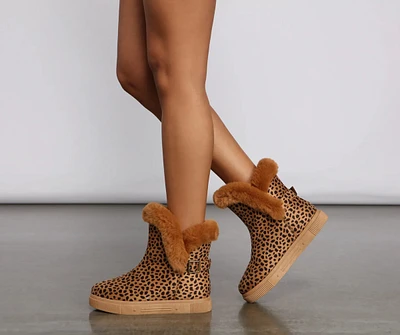 Cheetah Print Faux Suede Booties