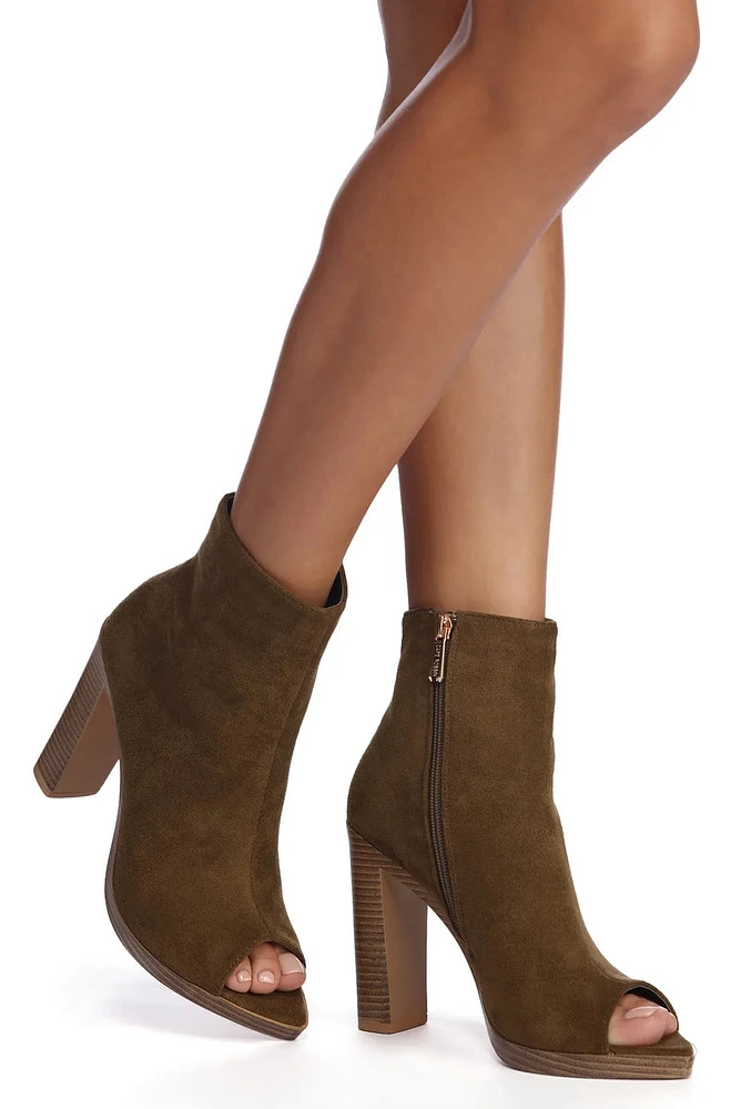 Peep These Block Heel Booties