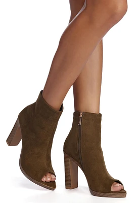 Peep These Block Heel Booties