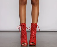 Red Chic Faux Leather Stiletto Booties