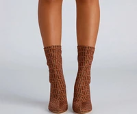 Greek Key Stiletto Booties