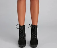 Edgy Heights Lace-Up Lug Booties