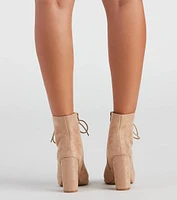 Peek-A-Boo Faux Suede Booties