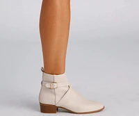 Buckle Up Stacked Heel Ankle Booties