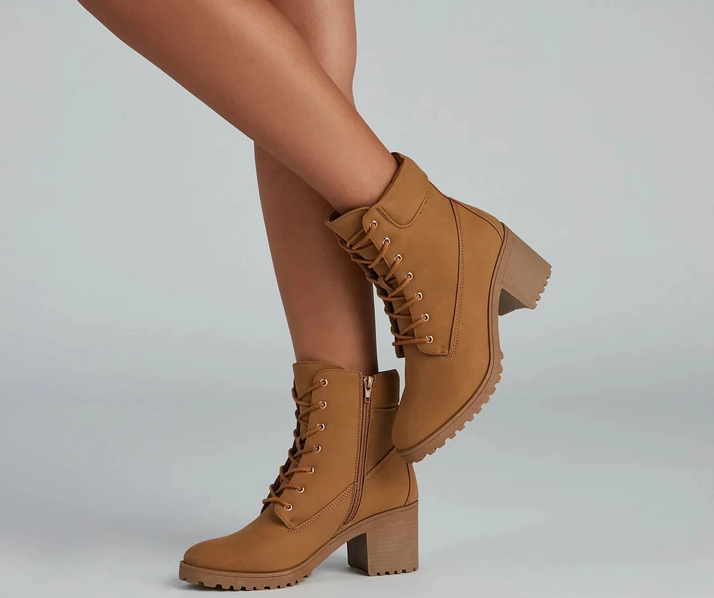 Trendy Moment Lace-Up Booties