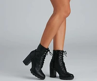 Wild Side Faux Leather Lug Boots