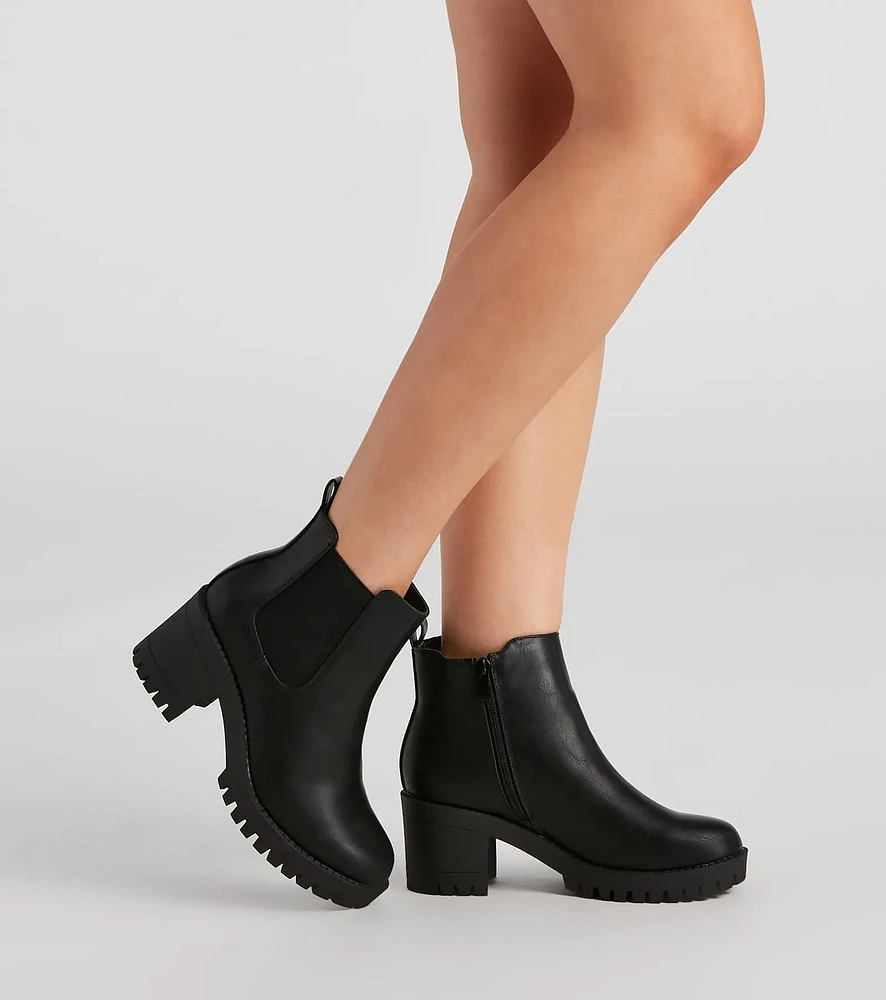 Femme Edge Platform Lug Booties