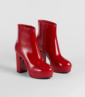 Showcase Allure Faux Leather Platform Heeled Booties