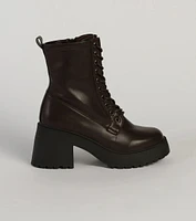 Got The Look Faux Leather Lace Up Lug Booties