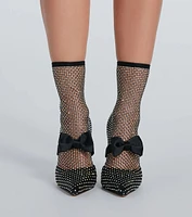 Model Strut Rhinestone Fishnet Stiletto Booties