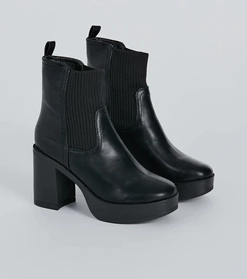 Next Level Style Faux Leather Platform Booties