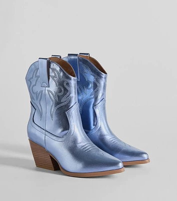 Glow Up Cowgirl Metallic Booties