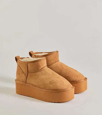 Cozy Feels Faux Sherpa Lined Platform Booties