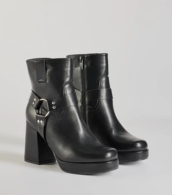 Effortless Edge Moto Faux Leather Booties