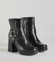 Effortless Edge Moto Faux Leather Booties