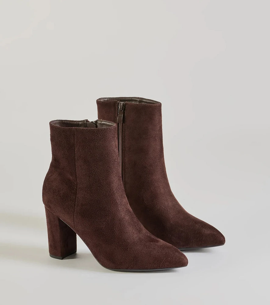 Stylish Staple Faux Suede Block Heel Booties