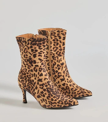 Fierce Strut Leopard Print Stiletto Booties