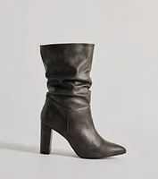 Trendy Scrunched Faux Leather Boots