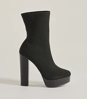 Feeling Knit Platform Ankle Booties