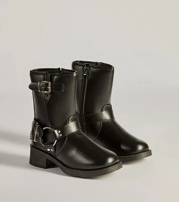 Feelin' Edgy Buckle Strap Moto Booties