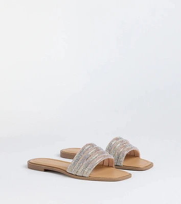 Always Shine Rhinestone Strappy Flat Sandals