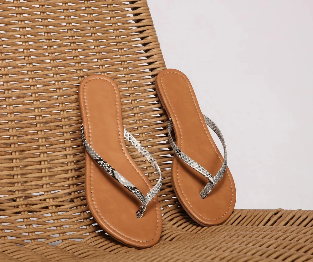 Basic Snake Print Thong Sandals