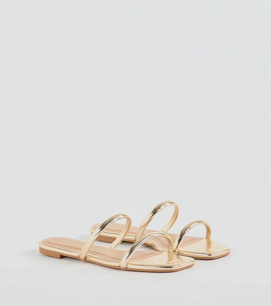 All Time Favorite Strappy Metallic Flat Sandals