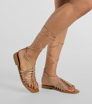 Cute Trek Strappy Lace-Up Flat Sandals