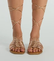 Cute Trek Strappy Lace-Up Flat Sandals