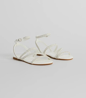 Stunning Artistry Crystal Faux Pearl Strappy Sandals