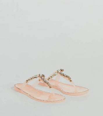 Glam Up Gemstone Strap Jelly Sandals