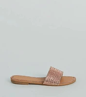 Casual Glitz Rhinestone Strap Faux Leather Sandals