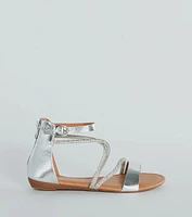 Shine Shocker Rhinestone Strappy Flat Sandals