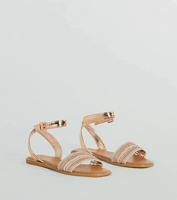 Sun-Soaked Adventure Woven Metallic Flat Sandals