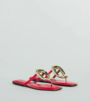 Minimalistic Elegance Square Ring Flat Sandals