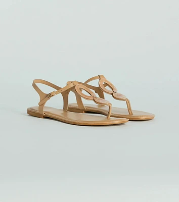 Beachy-Chic Shell Thong Strap Sandals
