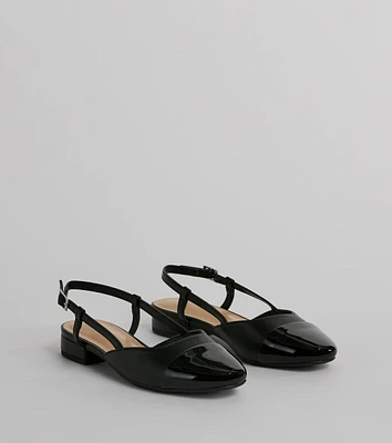 New Expression Square Toe Slingback Patent Flats