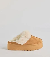 Cozy Mode Faux Fur Lined Platform Slippers