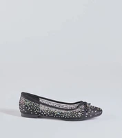 Chic Charm Rhinestone Bow Ballet Flats