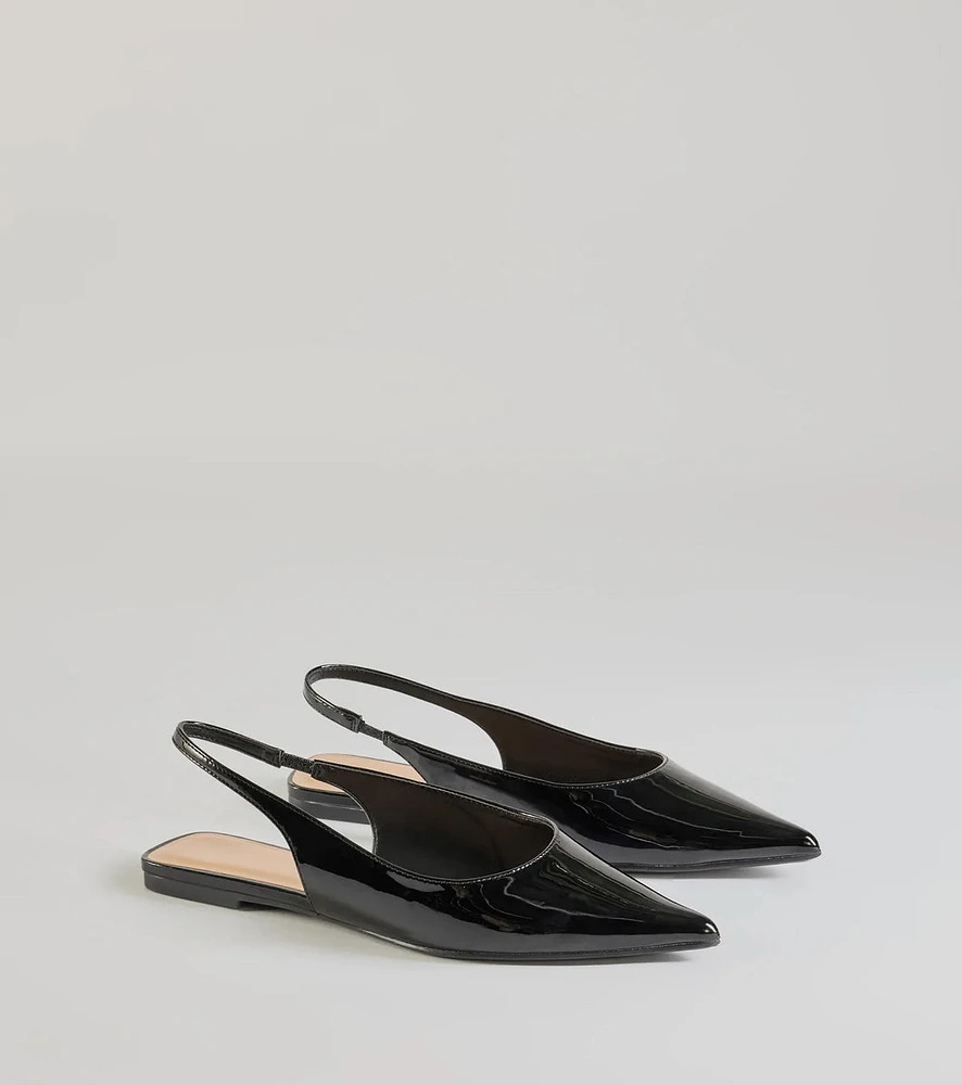 So Stunning Faux Patent Leather Pointy Flats