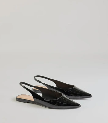 So Stunning Faux Patent Leather Pointy Flats