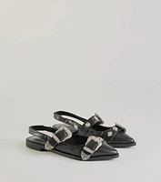 Western Flair Buckle Strap Sling-Back Flats