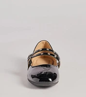 Sleek Buckled Strappy Patent Faux Leather Flats