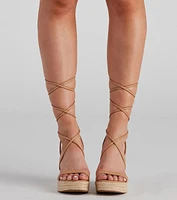 Spring Things Lace-Up Espadrille Wedges