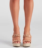 Endless Chic Faux Leather Espadrille Wedges