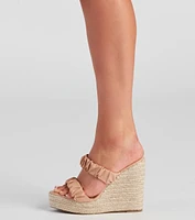 Endless Chic Faux Leather Espadrille Wedges