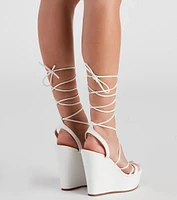 Wrapped Up PU Lace-Up Wedges