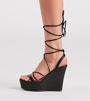 Ready For It Faux Leather Lace-Up Wedges